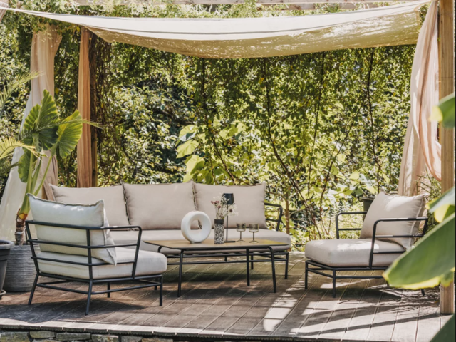 Outdoor-Collection Loungegruppe ROSERY sand black/creme 76186 Outdoor-Collection Loungegruppe ROSERY sand black/creme 76186