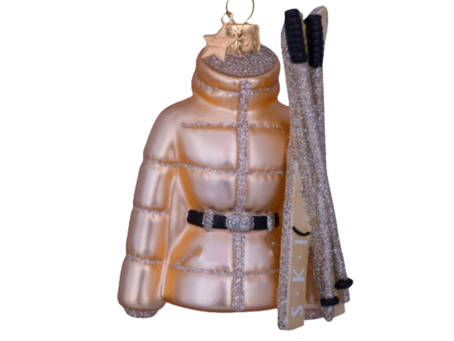 Vondels Weihnachtsanhänger Glas Gold Ski Jacket 1