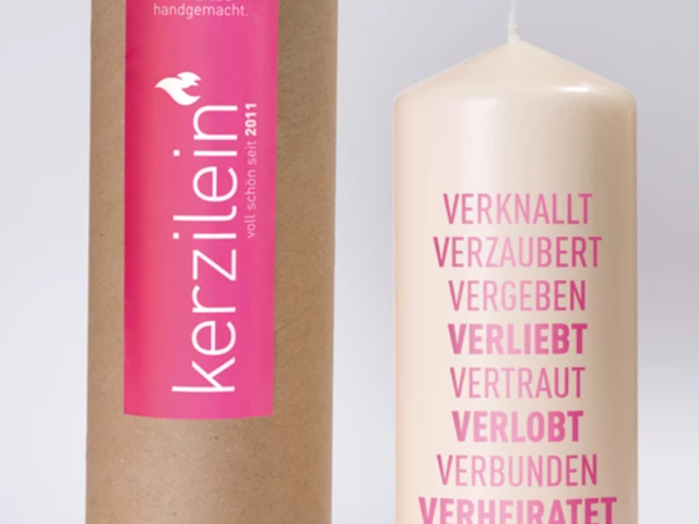 Mea Living Kerze Flamme VERLIEBT VERLOBT pink 1