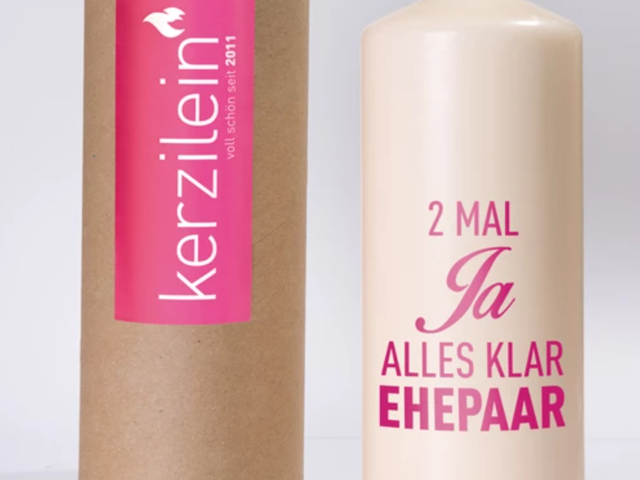 Mea Living Kerze Flamme ALLES KLAR EHEPAAR pink 1