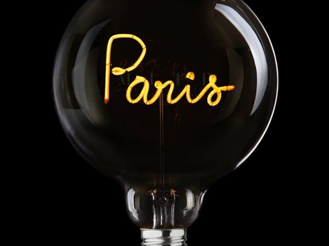 Message-in-the-bulb LED-Textglühbirne Ampoule Paris 1