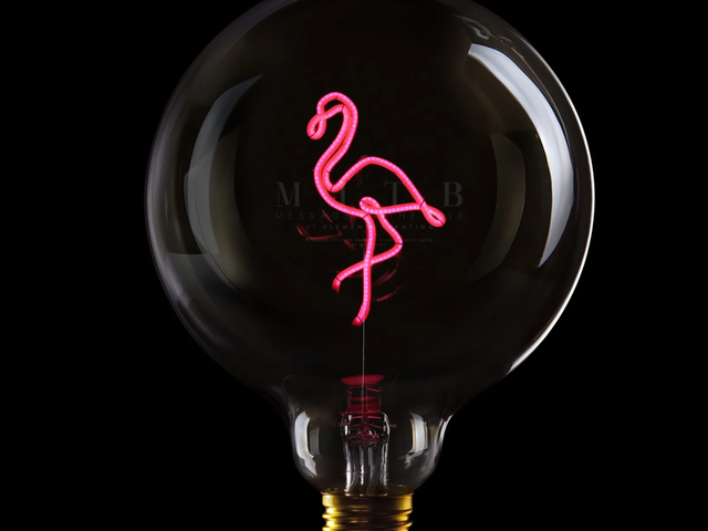 Message-in-the-bulb LED-Textglühbirne Ampoule Flamingo 1