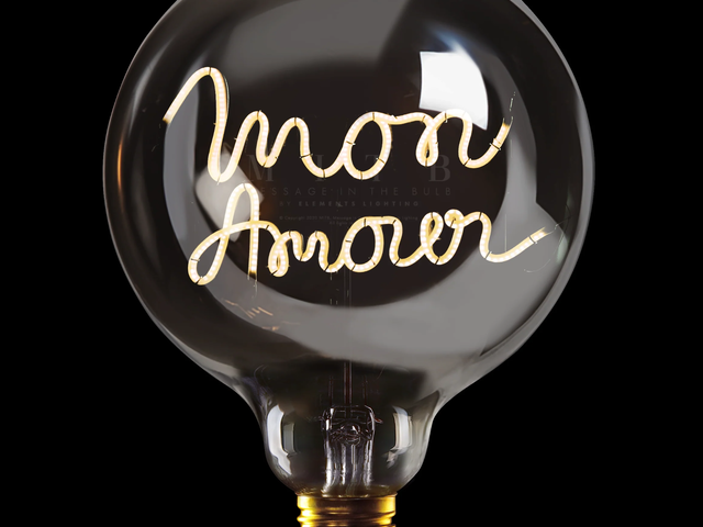 Message-in-the-bulb LED-Textglühbirne Ampoule Mon Amour 1