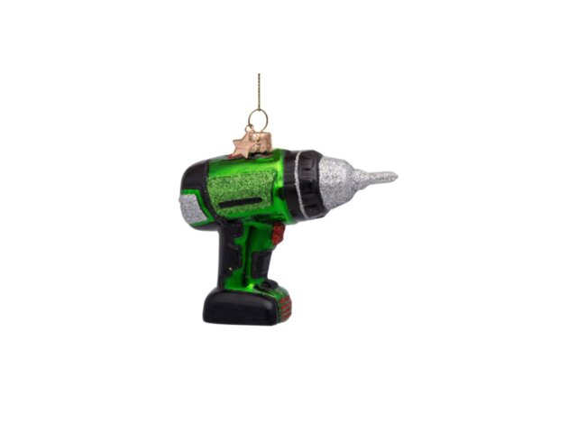 Vondels Weihnachtsanhänger Glas Green Drill Machine 1